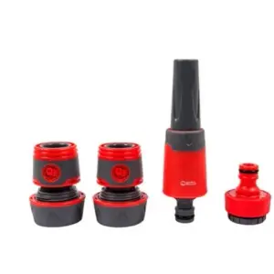 Набор поливочный QUATTRO ELEMENTI 4 предмета. Соединитель 3/4"-2шт., штуцер 1/2" и 3/4", насадка поливочная
