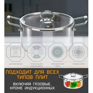 Кастрюля из жаропрочного боросиликатного стекла LEONORD ITALIANO 3,5л с крышкой с пароотводом