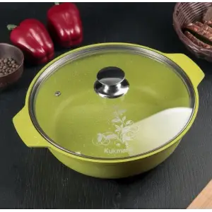 Жаровня-кастрюля Kukmara ж31tsl литая стекл. кр. 3.0л АП (Trendy style lime)