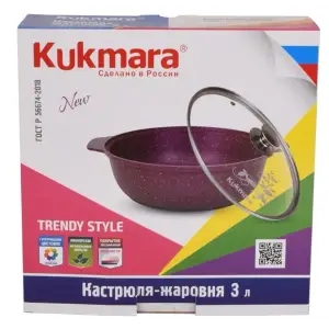 Жаровня-кастрюля Kukmara ж31tsm литая стекл. кр. 3.0л АП (Trendy style mystery)