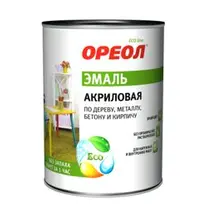 Эмаль ОРЕОЛ акриловая глянцевая красная 0,9 кг