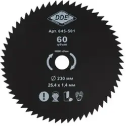 Диск для триммера DDE WOOD CUT 60 зубьев, 230 х 25,4 мм (толщина = 1,4 мм)