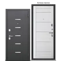 Дверь мет. FERRONI Гарда Царга 7,5см 860х2050 "Л" Металл Серебро/Астана милки (белая лакобель)МДФ